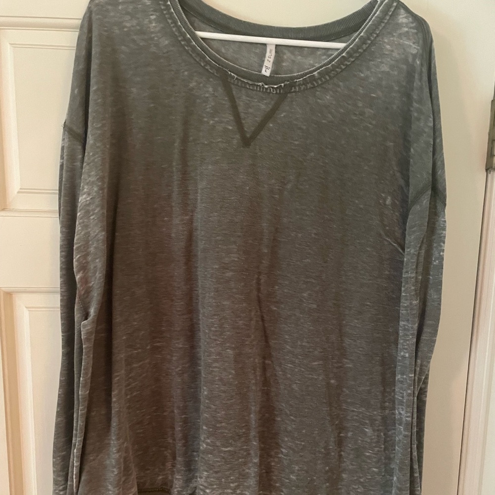 Distressed Green Z Supply Oversized Layering Long Sleeve